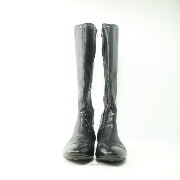 Born Lizzie Black Silver Studs Knee High Leather Boots Size Women's US6 EU36.5 - Picture 4 of 16